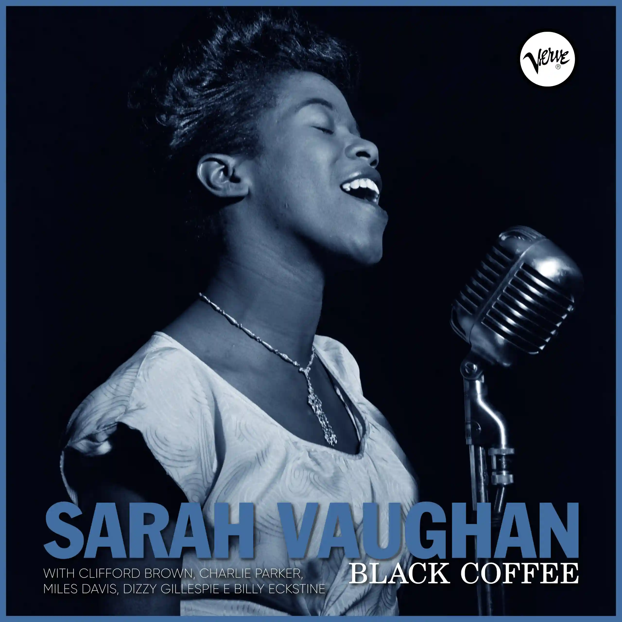 Variante blu della copertina di Sarah Vaughan Black Coffee